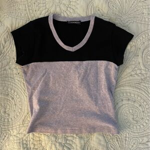 Brandy Melville Black and Gray Color Block Baby Tee